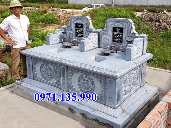 Mộ đá song thân - Mẫu mộ phu thê bằng đá đơn giản đẹp bán Đồng Tháp